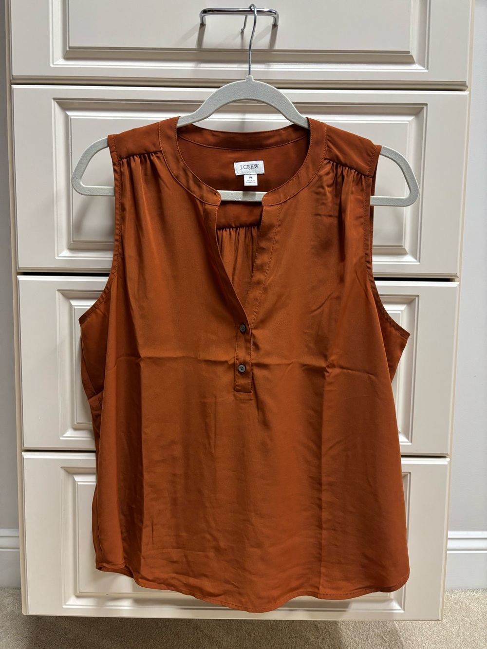 J. Crew Sleeveless Henley Camisole in Rust